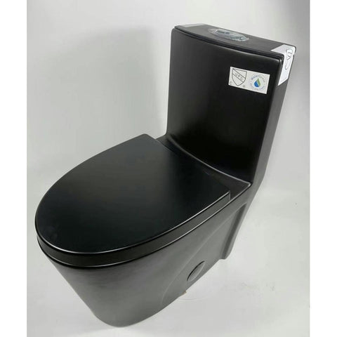 One-Piece Toilet Bowl 0382MB – Black, High-Efficiency Dual Flush with Soft-Close Seat