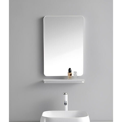 Rectangular Bathroom Mirror with White Aluminum Frame