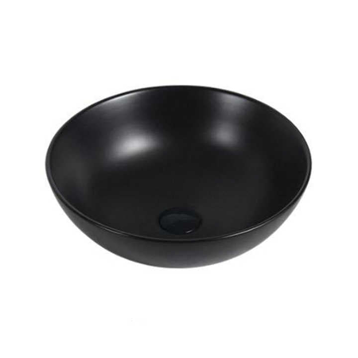 Round Ceramic Vessel Sink – Matte Black Finish 1065B