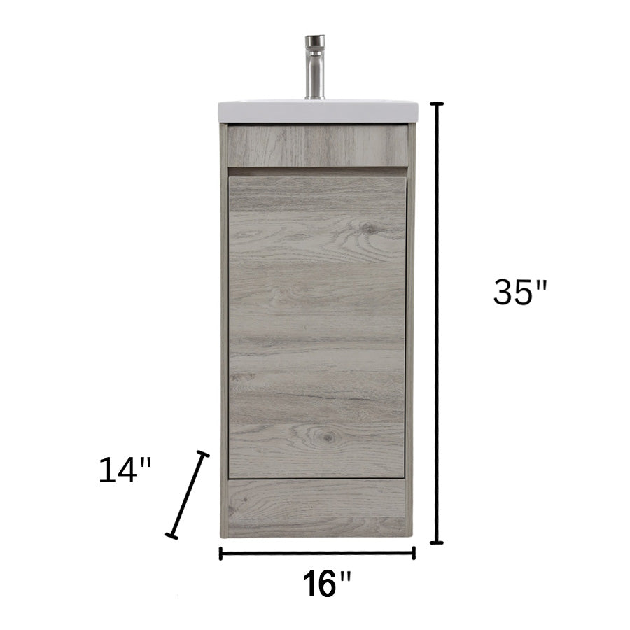 16"  Powder Room Bathroom Vanity With Single Sink and Storage