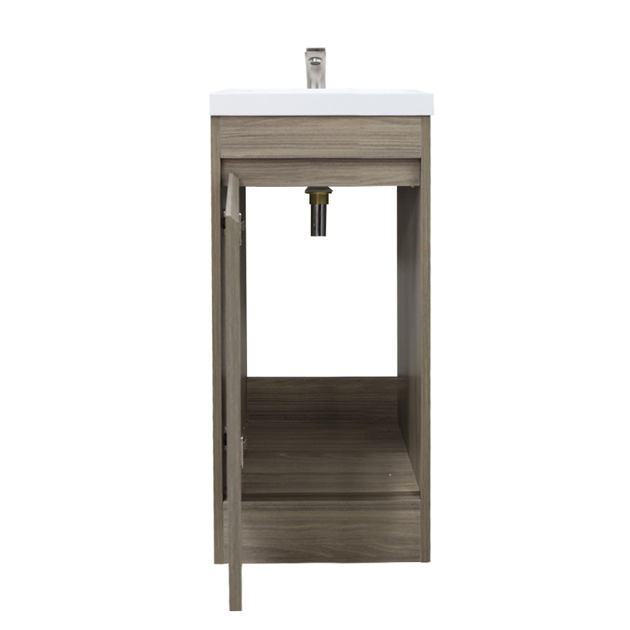 16"  Powder Room Bathroom Vanity With Single Sink and Storage