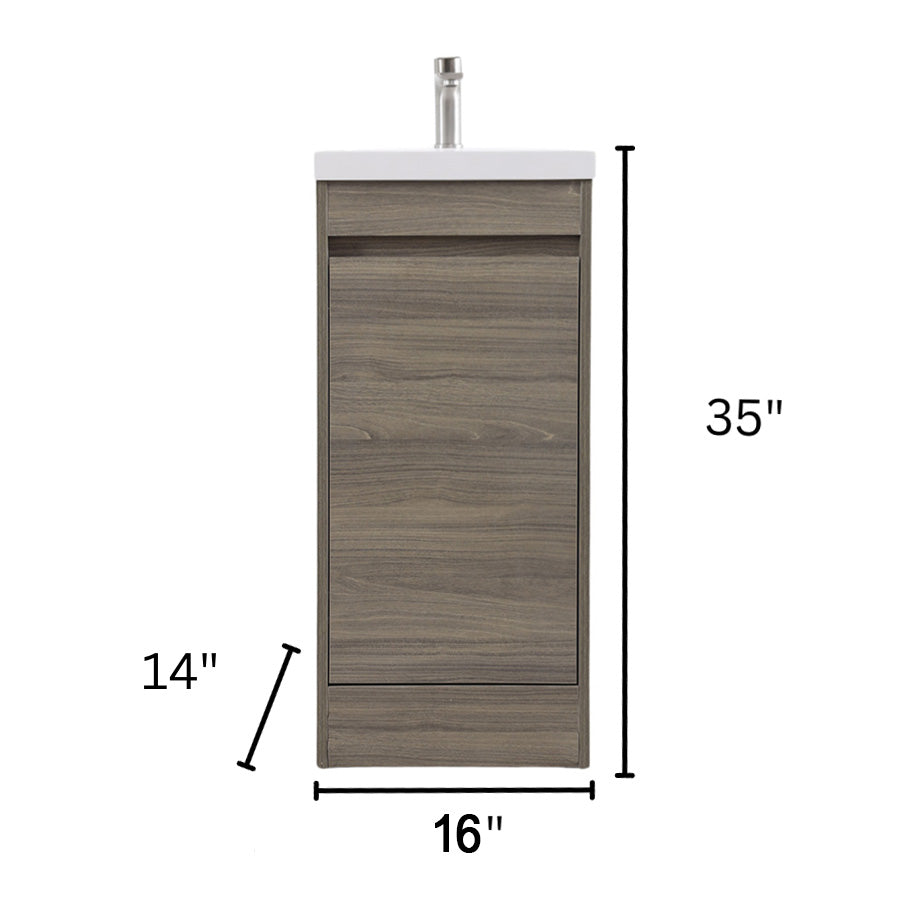 16"  Powder Room Bathroom Vanity With Single Sink and Storage