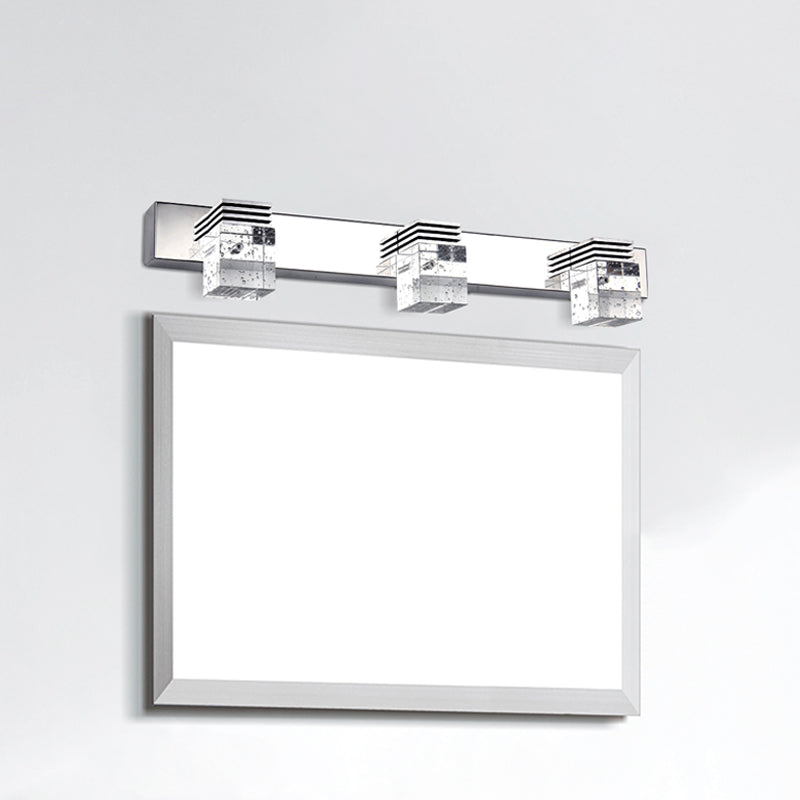 3-Light Cube Glass LED Wall Fixture – Chrome Finish HT-5193