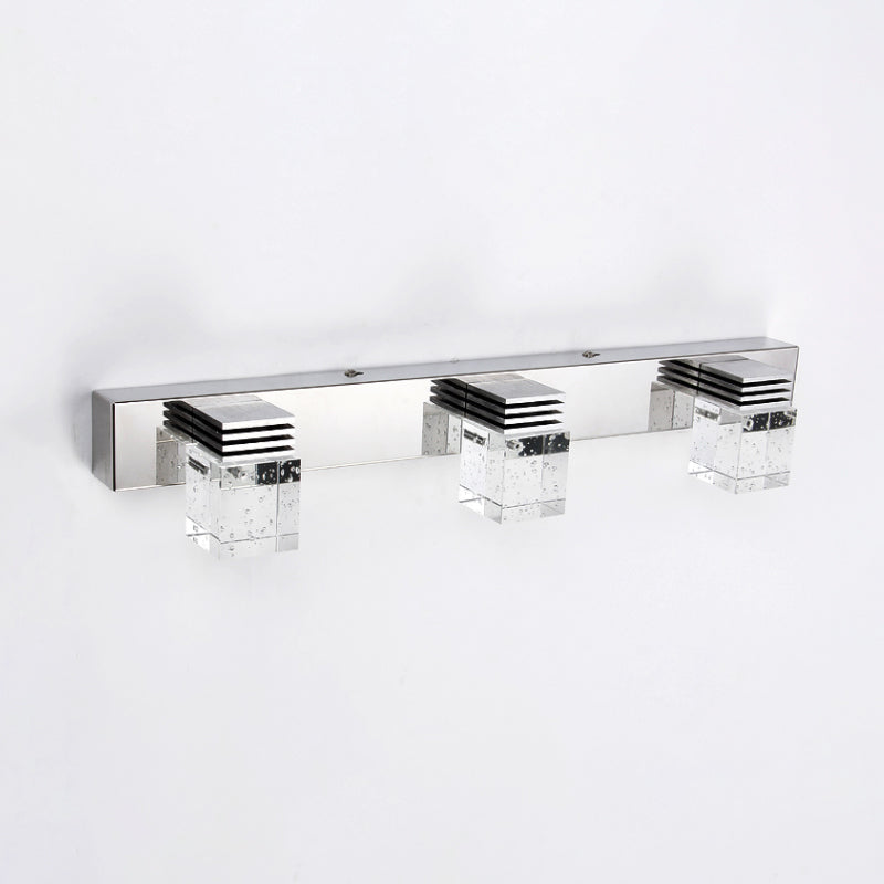 3-Light Cube Glass LED Wall Fixture – Chrome Finish HT-5193