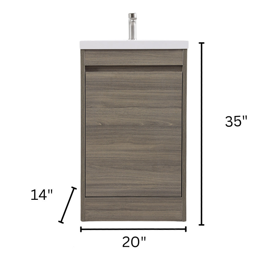 20" Powder Room Bathroom Vanity With Single Sink and Storage