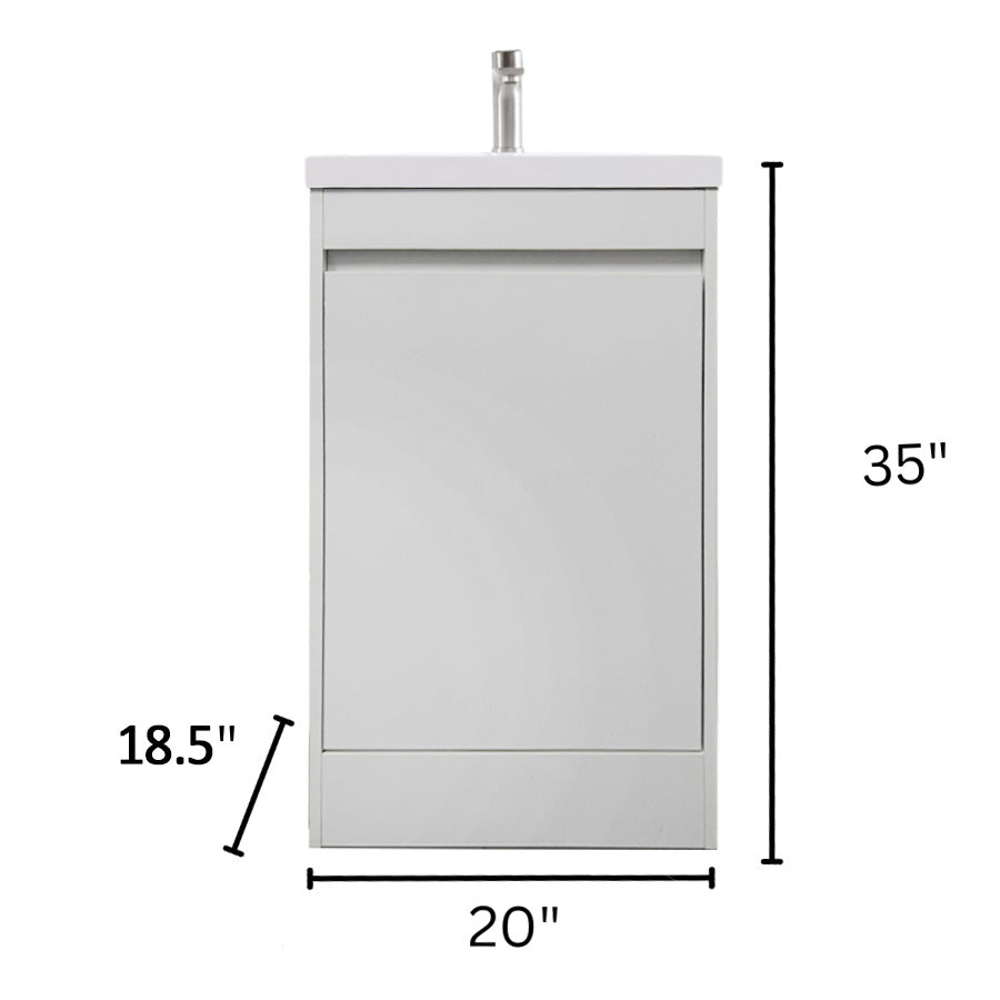 20" Powder Room Bathroom Vanity With Single Sink and Storage