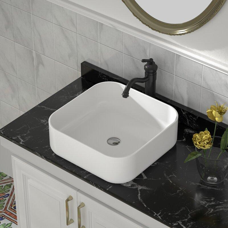 Square Ceramic Vessel Sink – White Finish  2258