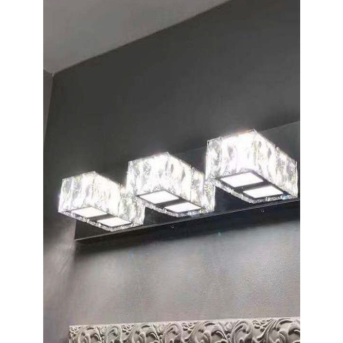 3-Light Crystal LED Wall Fixture – Chrome Finish HT-5199-3