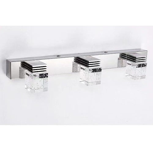 3-Light Cube Glass LED Wall Fixture – Chrome Finish HT-5193