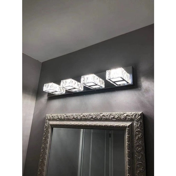 4-Light Crystal LED Wall Fixture – Chrome Finish HT-5199-4