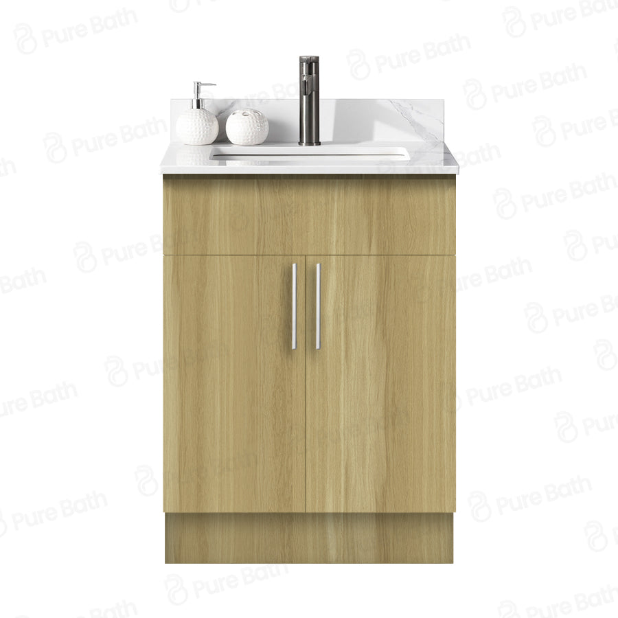 24″ Bathroom Vanity Oak Light (MDF). Free Standing