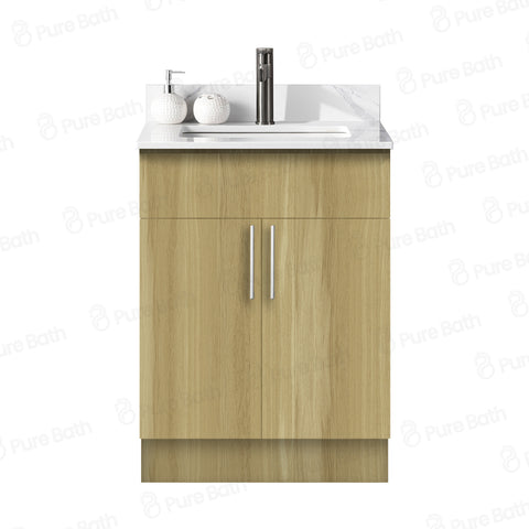 24″ Bathroom Vanity Oak Light (MDF). Free Standing