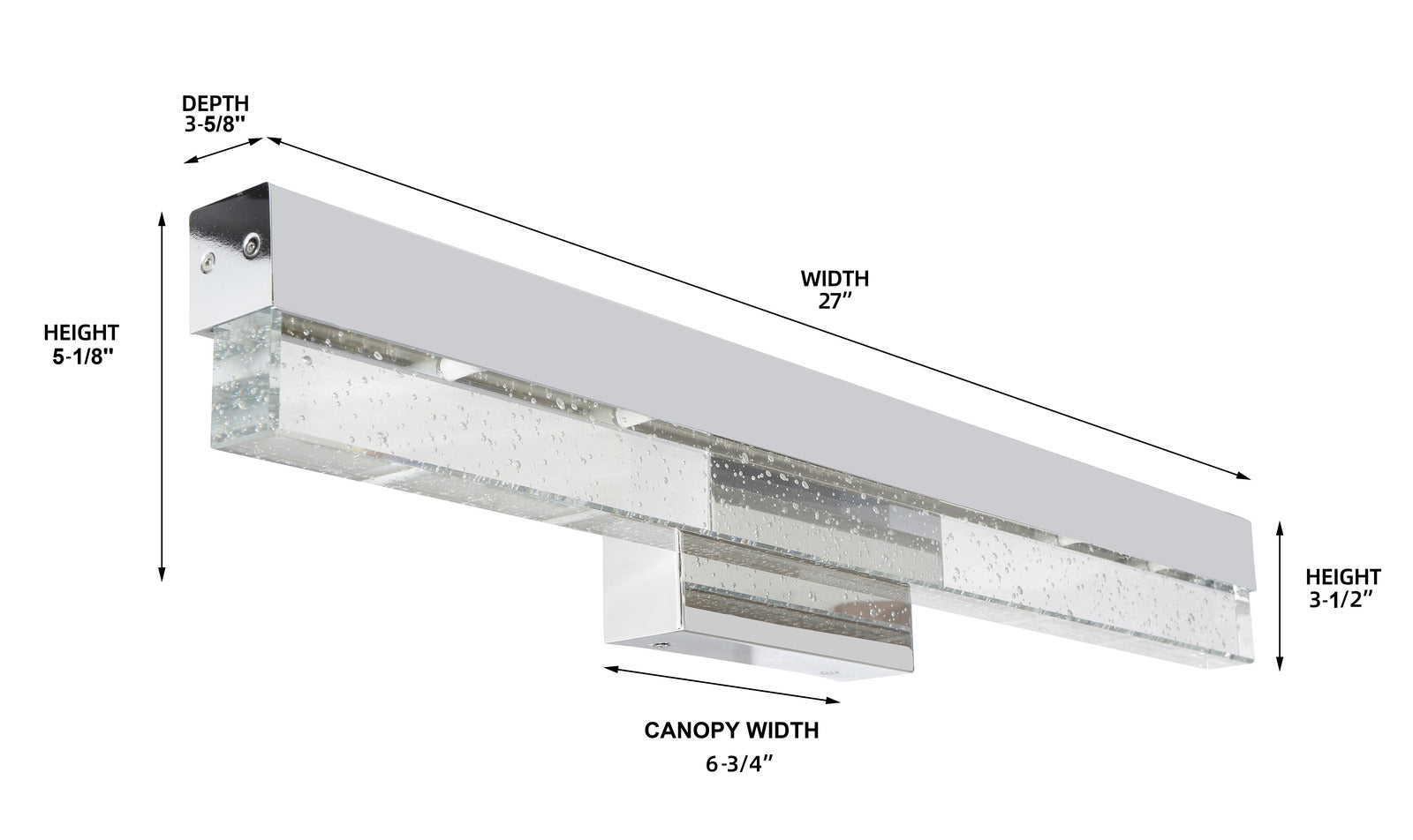 Myth Realm - [3024xx] MRLVN02427 LED Vanity Light Seeded Glass size-options