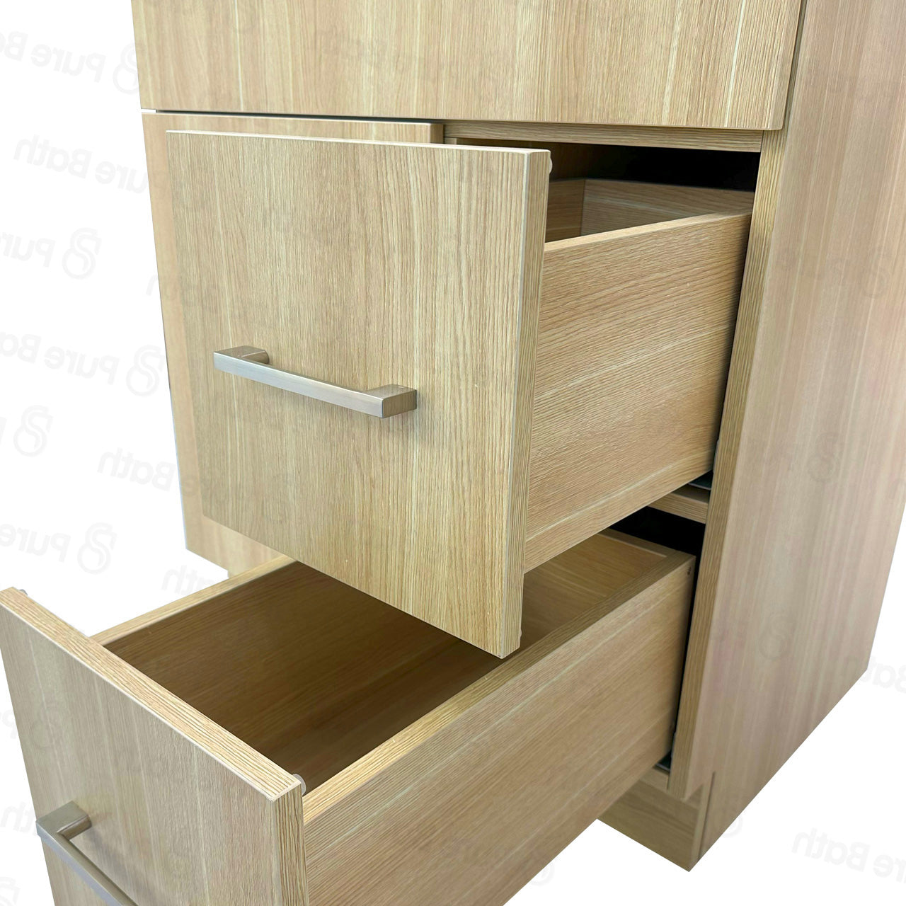 30″ Bathroom Vanity Oak Light (MDF) with Two Side Drawers. Free Standing