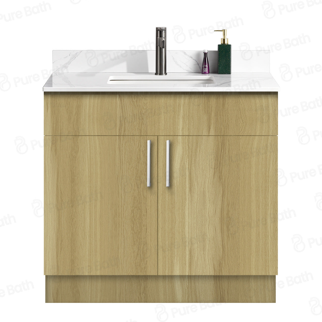 36″ Bathroom Vanity Oak Light (MDF). Free Standing