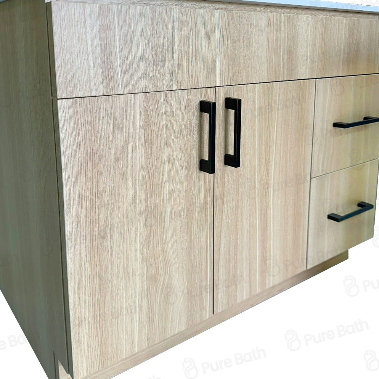 36″ Bathroom Vanity Oak Light (MDF) with Two Side Drawers. Free Standing