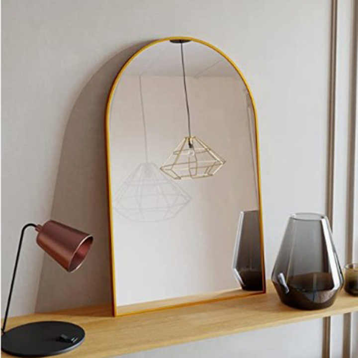 Arch Bathroom Mirror with a Gold Metal Frame. 24"x36"