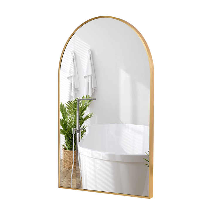 Arch Bathroom Mirror with a Gold Metal Frame. 24"x36"