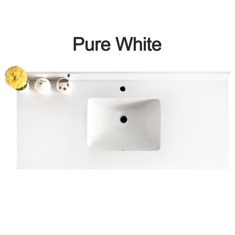 Countertop 61" x 22.5" Pure White Single Sink