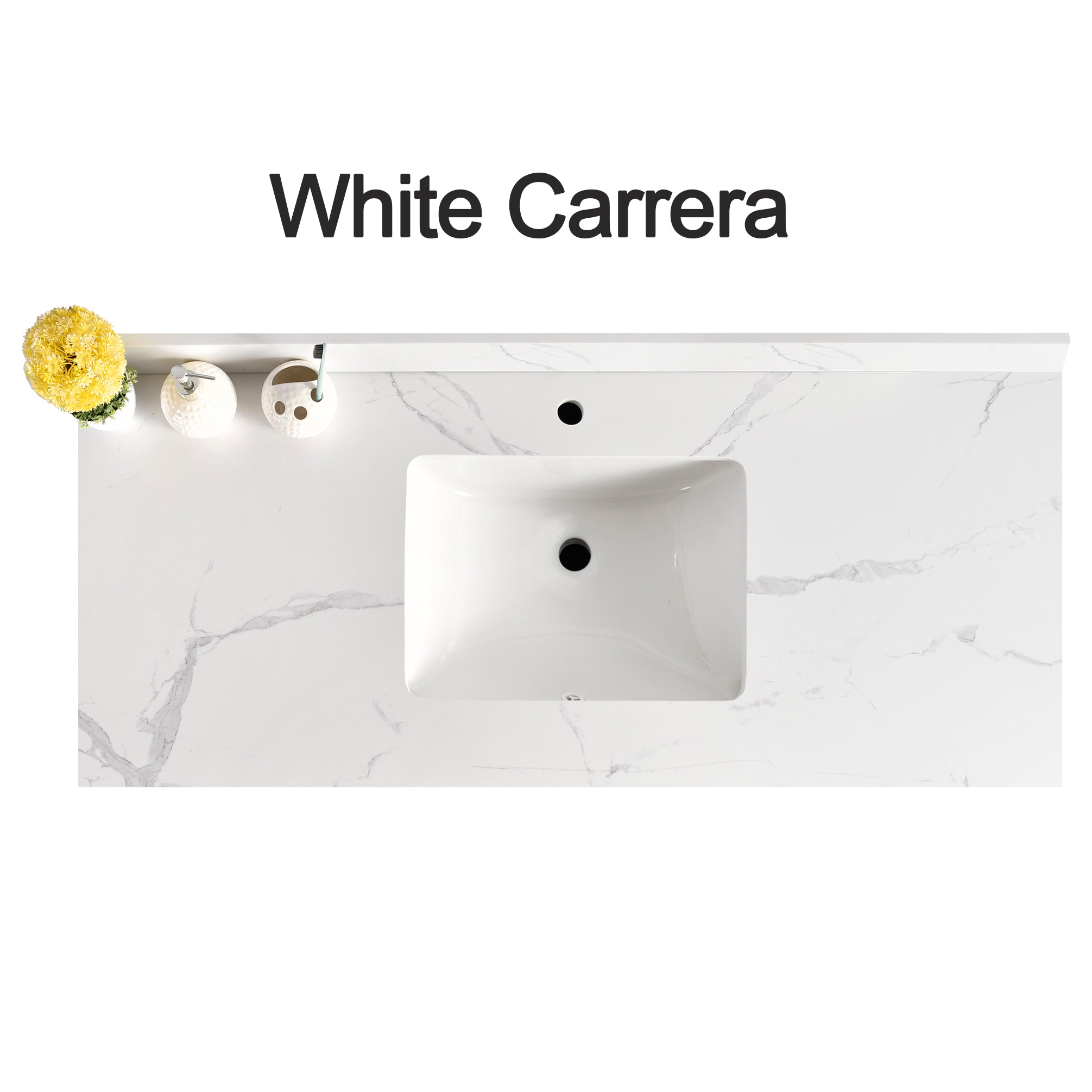 Countertop 61" x 22.5" White Carrera Single Sink