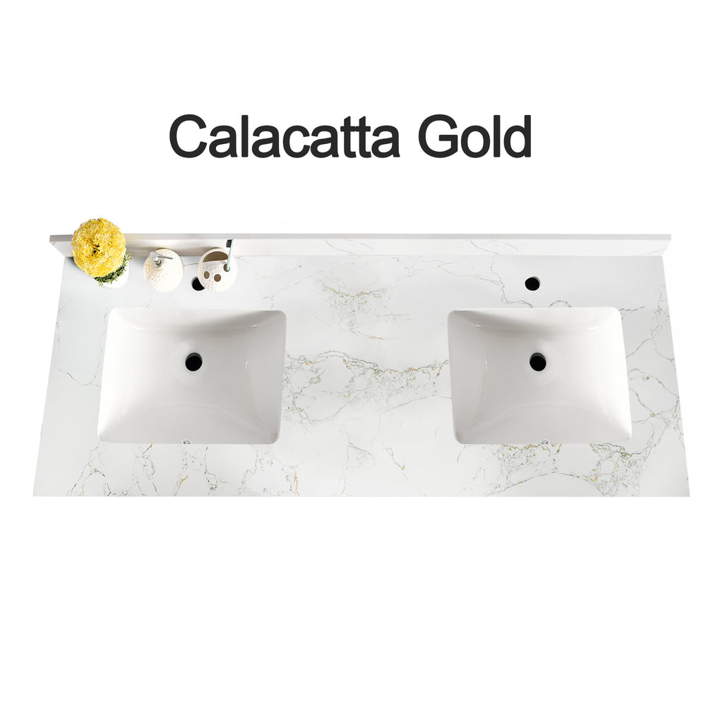 Countertop 61" x 22.5" Calacatta Gold Double Sink