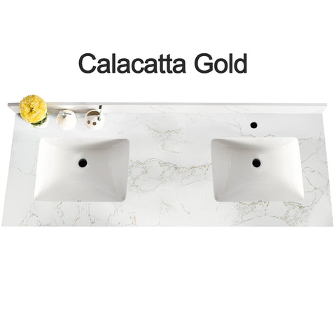 Countertop 73" x 22.5" Calacatta Gold Double Sink