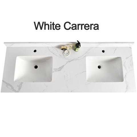 Countertop 73" x 22.5" White Carrara Double Sink