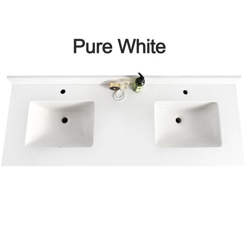 Countertop 73" x 22.5" Pure White Double Sink