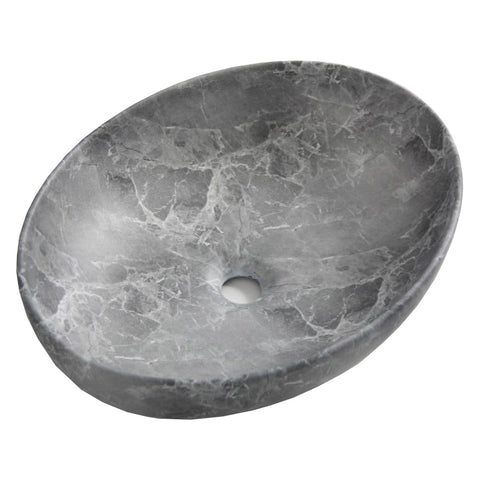 Oval Ceramic Vessel Sink – Gray Marble-Effect Finish 9399 P-396