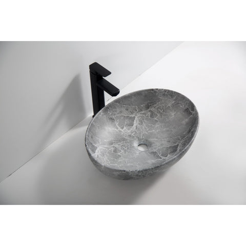 Oval Ceramic Vessel Sink – Gray Marble-Effect Finish 9399 P-396