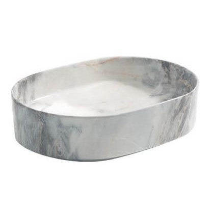 Oval Ceramic Vessel Sink – Marble-Effect Finish 9720A P-146