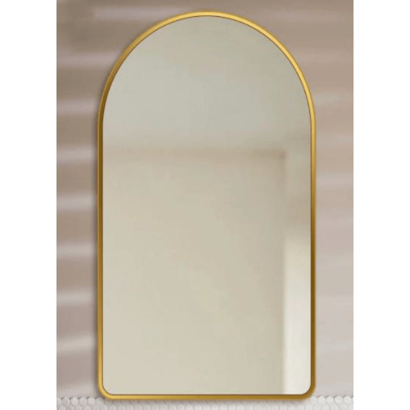 Arch Bathroom Mirror with a Gold Metal Frame. 24"x36"