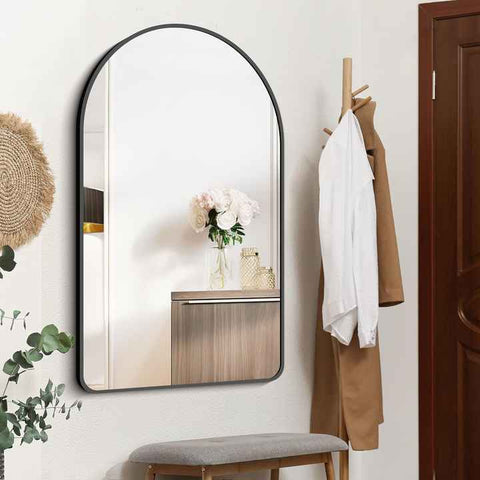 Arch Bathroom Mirror with a Black Metal Frame. 24"x36"