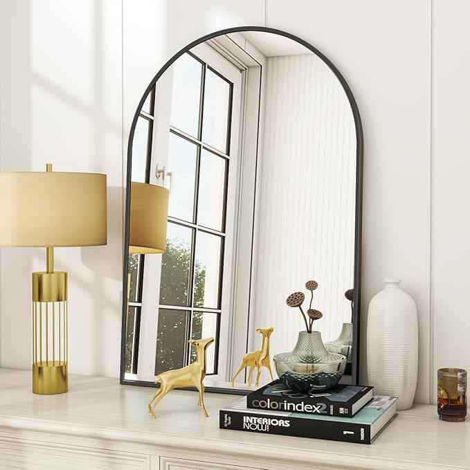 Arch Bathroom Mirror with a Black Metal Frame. 24"x36"