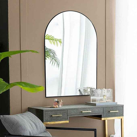 Arch Bathroom Mirror with a Black Metal Frame. 24"x36"