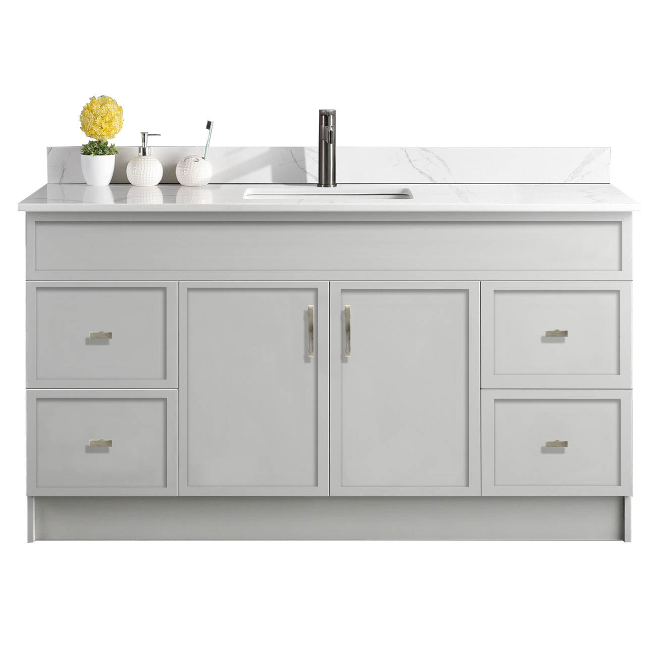 60″ Bathroom Vanity (HDF). Single Sink. Slim Shaker. Free Standing