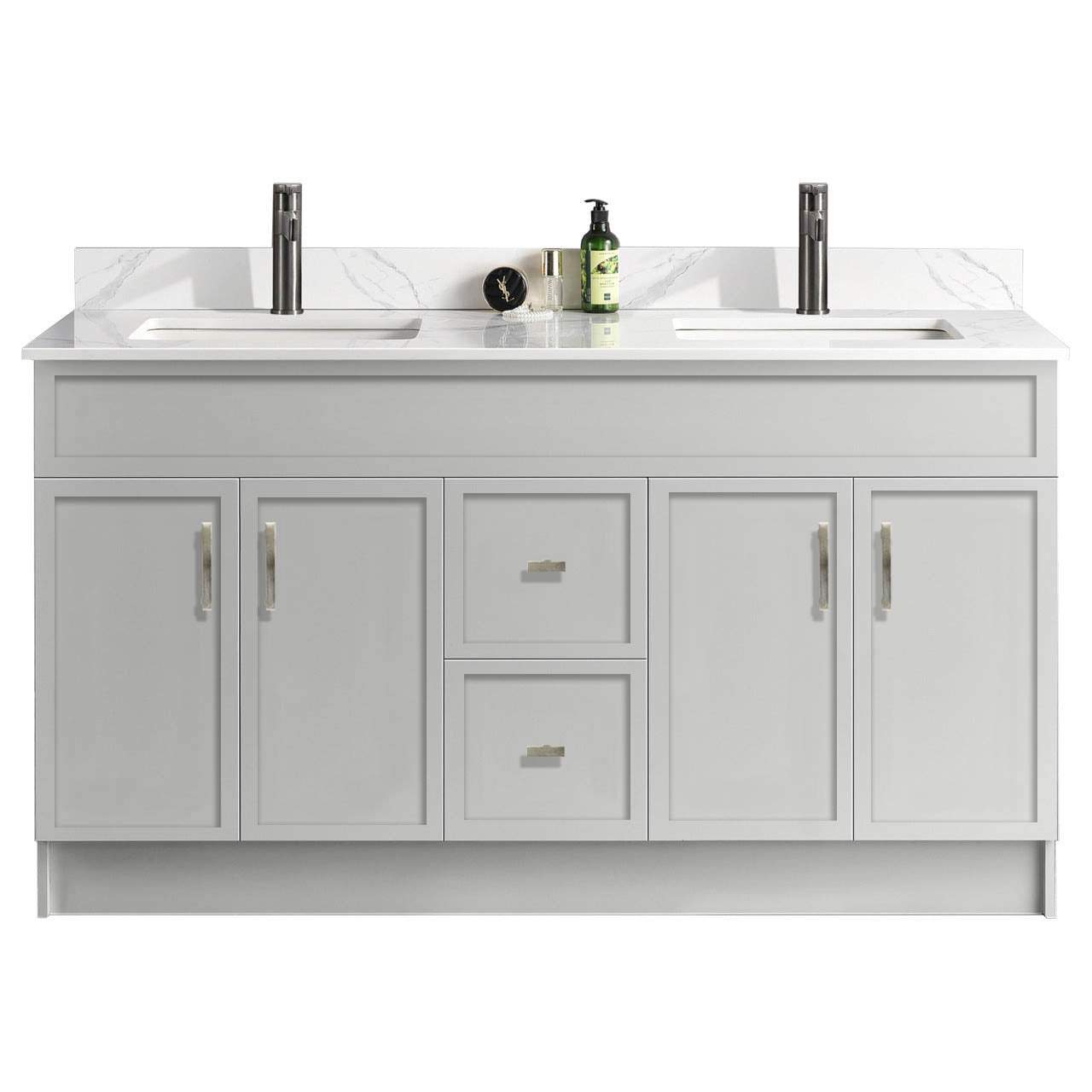 60″ Bathroom Vanity (HDF). Double Sink. Slim Shaker. Free Standing