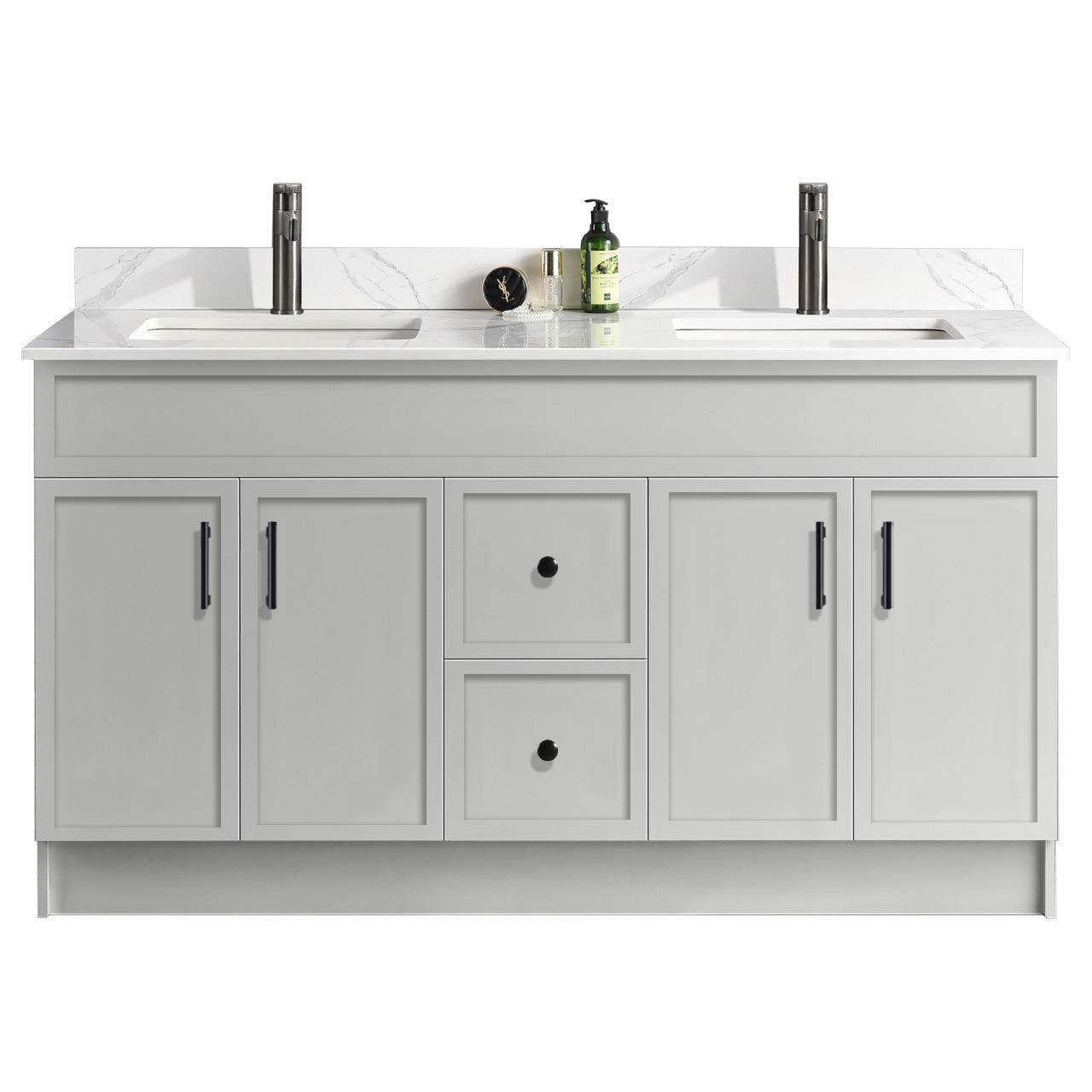 60″ Bathroom Vanity (HDF). Double Sink. Slim Shaker. Free Standing