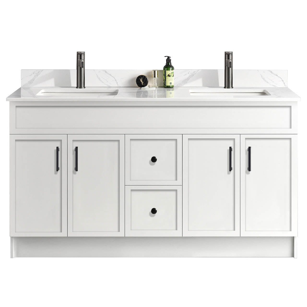 60″ Bathroom Vanity (HDF). Double Sink. Slim Shaker. Free Standing