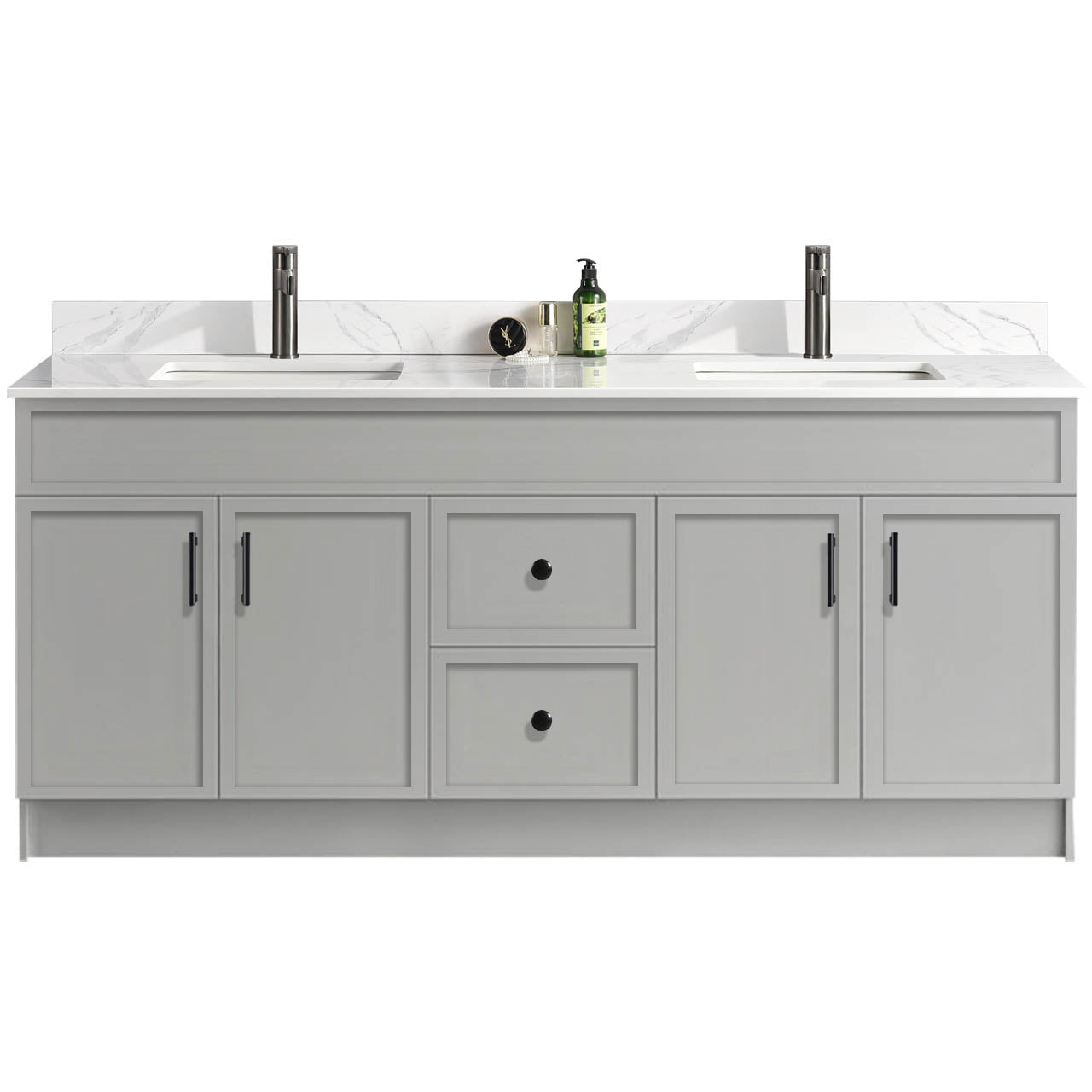 72″ Bathroom Vanity (HDF). Double Sink. Slim Shaker. Free Standing