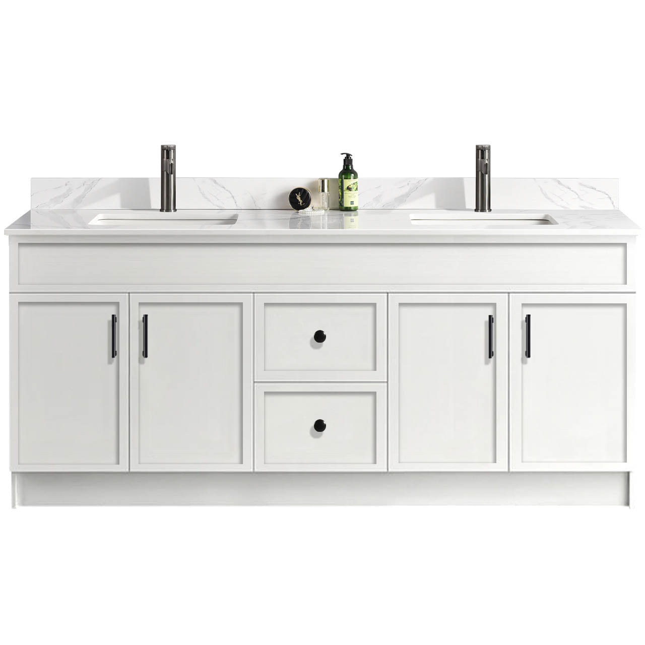 72″ Bathroom Vanity (HDF). Double Sink. Slim Shaker. Free Standing