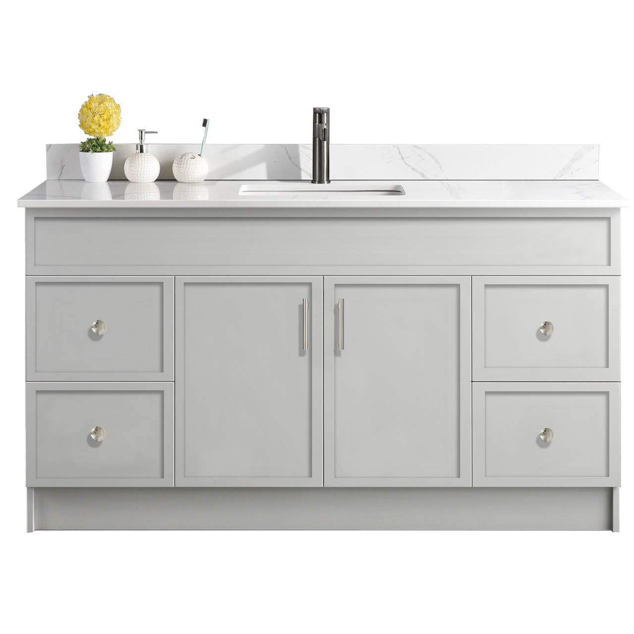 60″ Bathroom Vanity (HDF). Single Sink. Slim Shaker. Free Standing