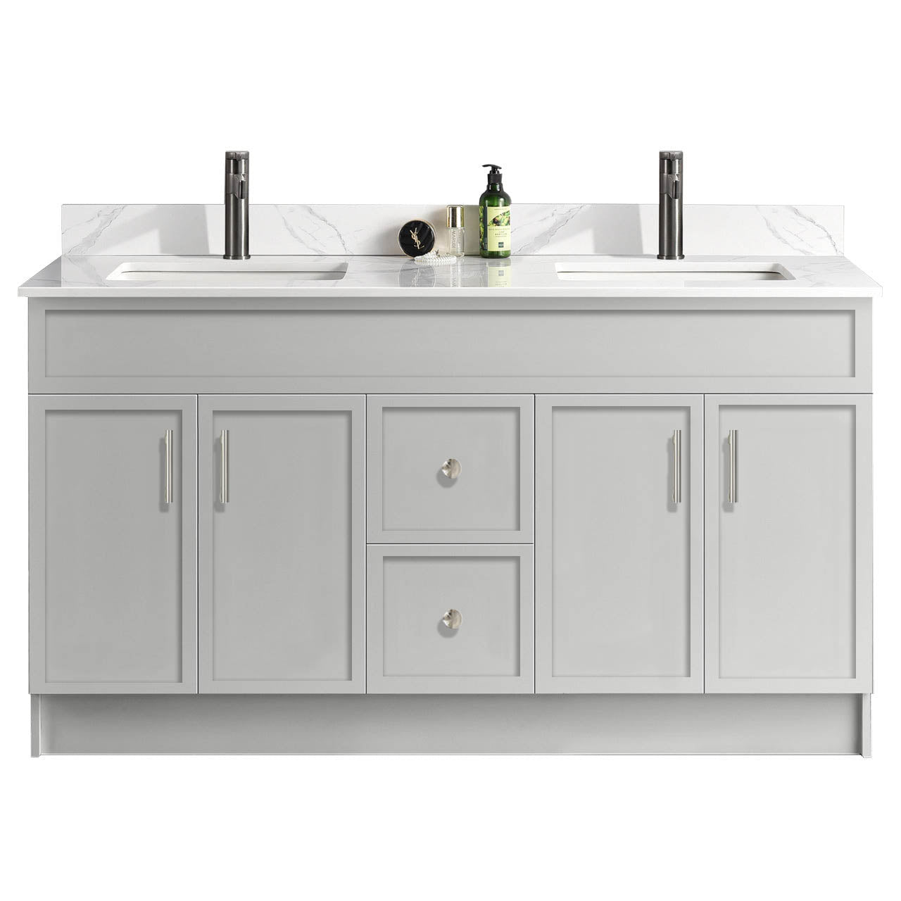 60″ Bathroom Vanity (HDF). Double Sink. Slim Shaker. Free Standing