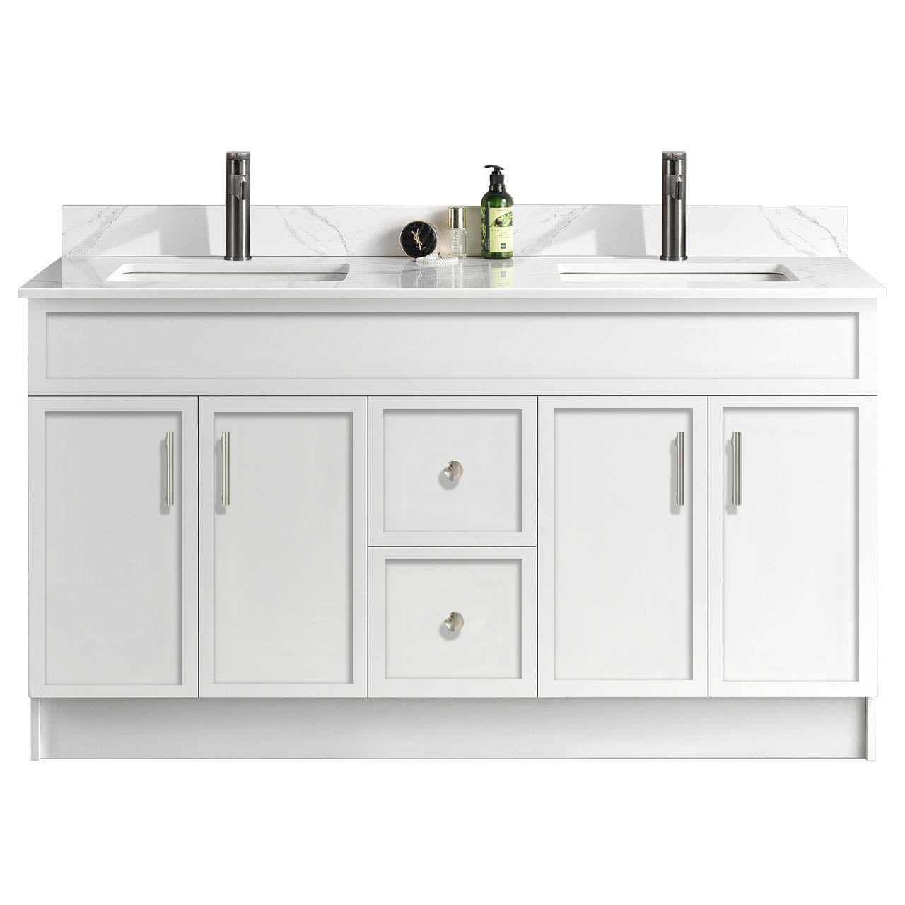 60″ Bathroom Vanity (HDF). Double Sink. Slim Shaker. Free Standing