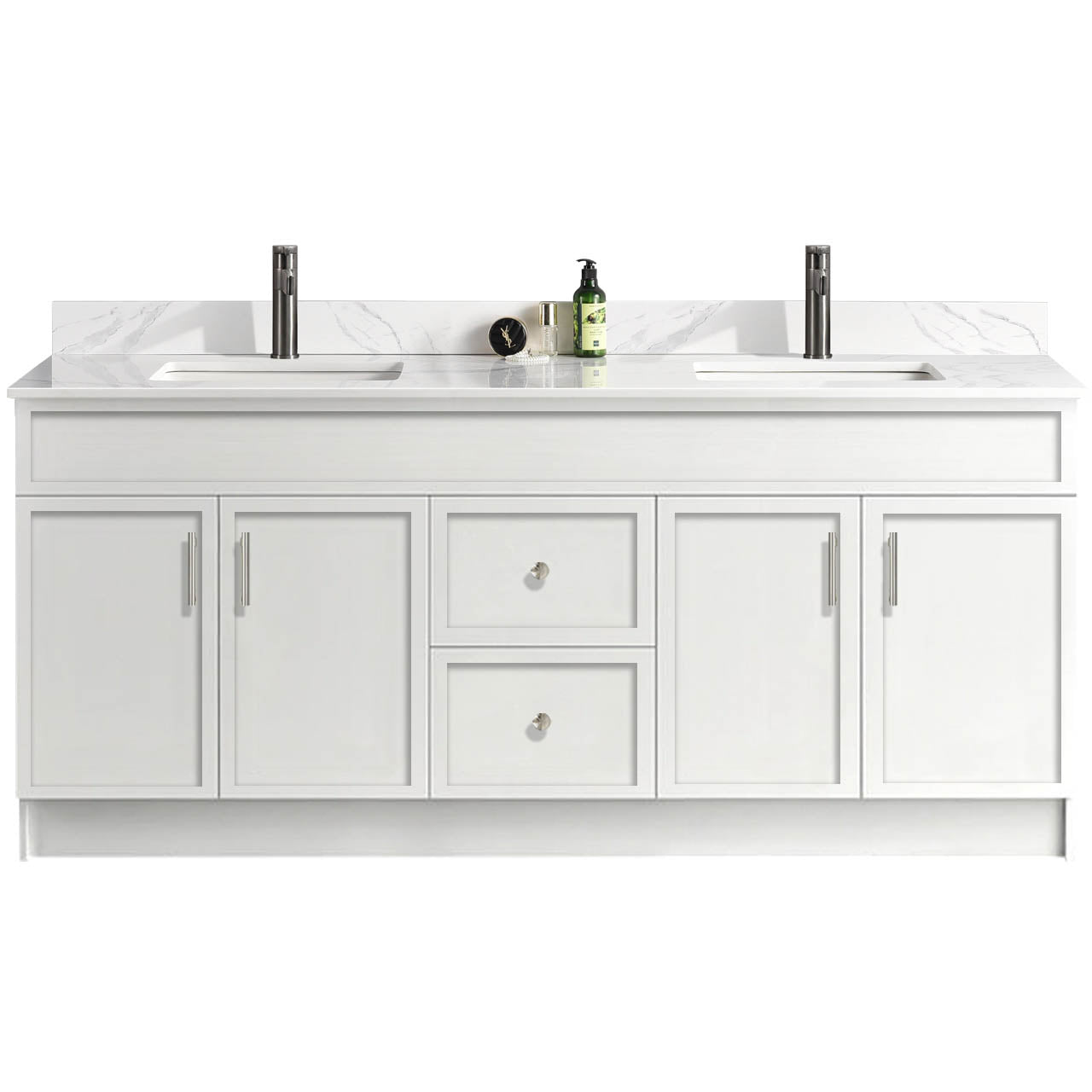 72″ Bathroom Vanity (HDF). Double Sink. Slim Shaker. Free Standing