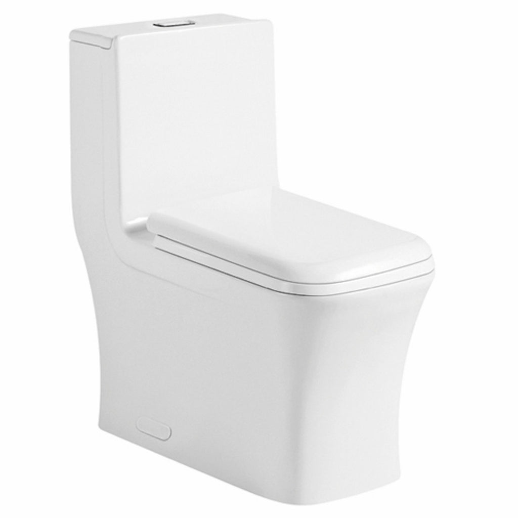 One-Piece Toilet Bowl 8618 – White, High-Efficiency Dual Flush with Soft-Close Seat