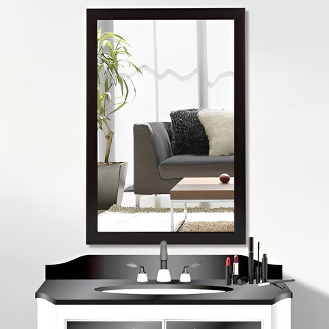 Rectangular Bathroom Mirror with Expresso Frame