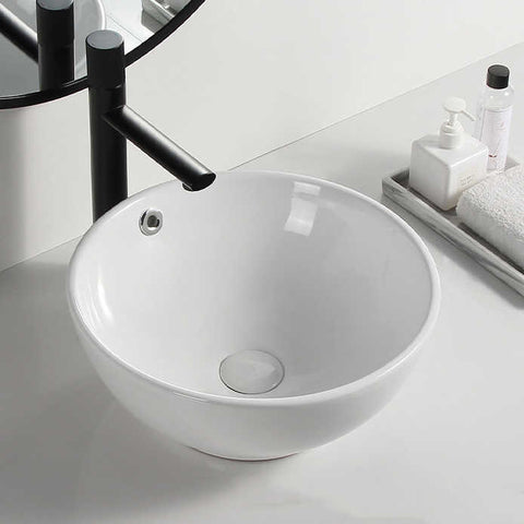 Round Ceramic Vessel Sink – Glossy White Finish 2003