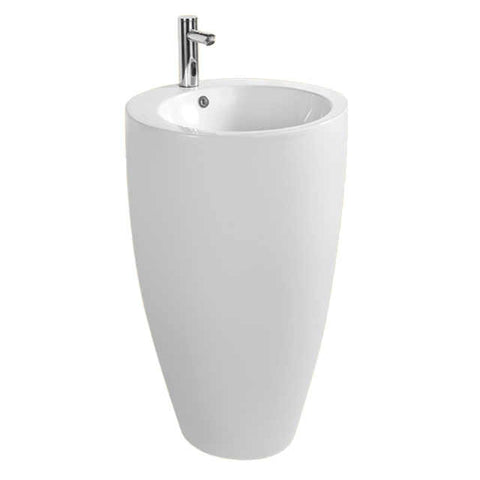 Modern Pedestal Sink – Glossy White Freestanding Design LT-002