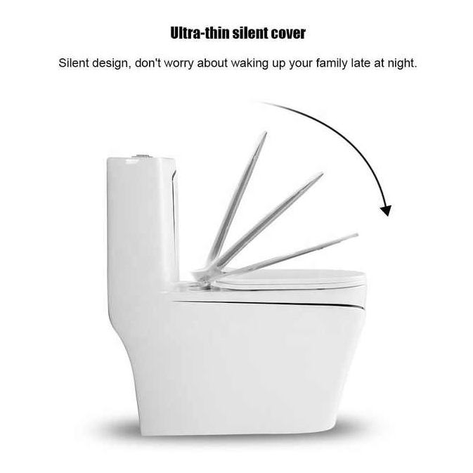 One-Piece Toilet Bowl 8676WB – White/Black, High-Efficiency Dual Flush with Soft-Close Seat